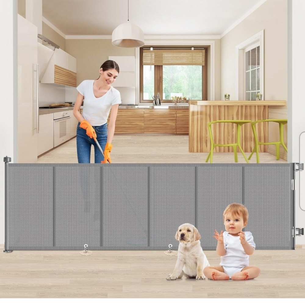 Gray Retractable Safety Gate